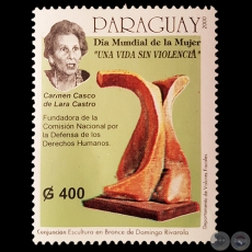 CONJUNCIN. Escultura de DOMINGO RIVAROLA - DIA MUNDIAL DE LA MUJER - SELLO POSTAL PARAGUAYO AO 2000